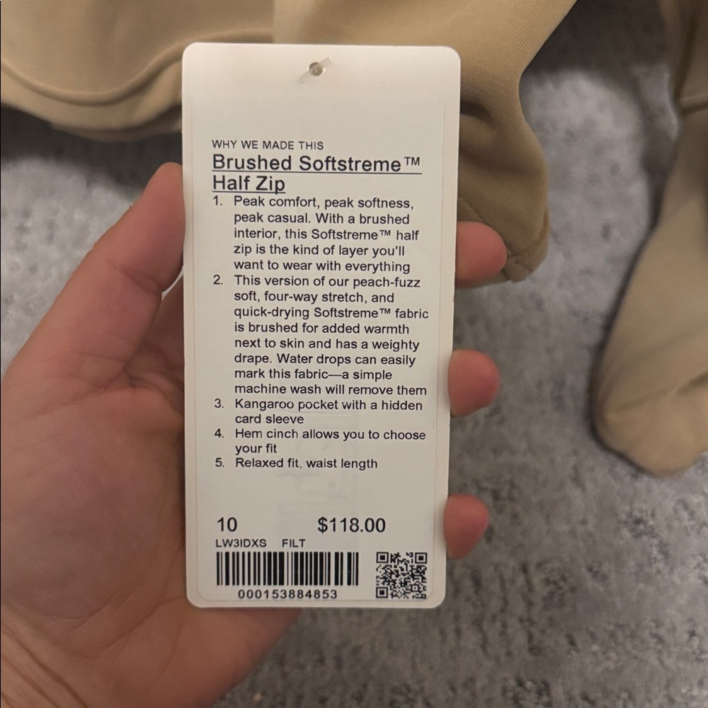 Lululemon Softstreme Perfectly Oversized Cropped Half Zip Tan Size 10 - Picture 3 of 4